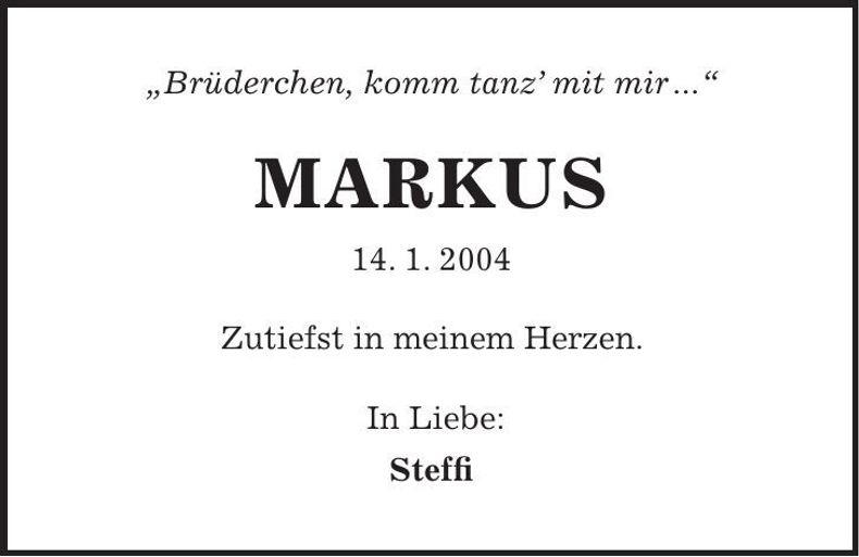 Traueranzeige  Markus