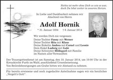 Traueranzeige Adolf Hornik