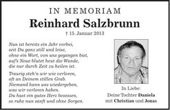 Traueranzeige Reinhard Salzbrunn