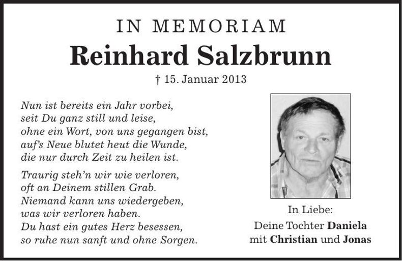 Traueranzeige Reinhard Salzbrunn