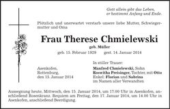 Traueranzeige Therese Chmielewski