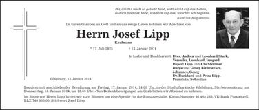 Traueranzeige Josef Lipp
