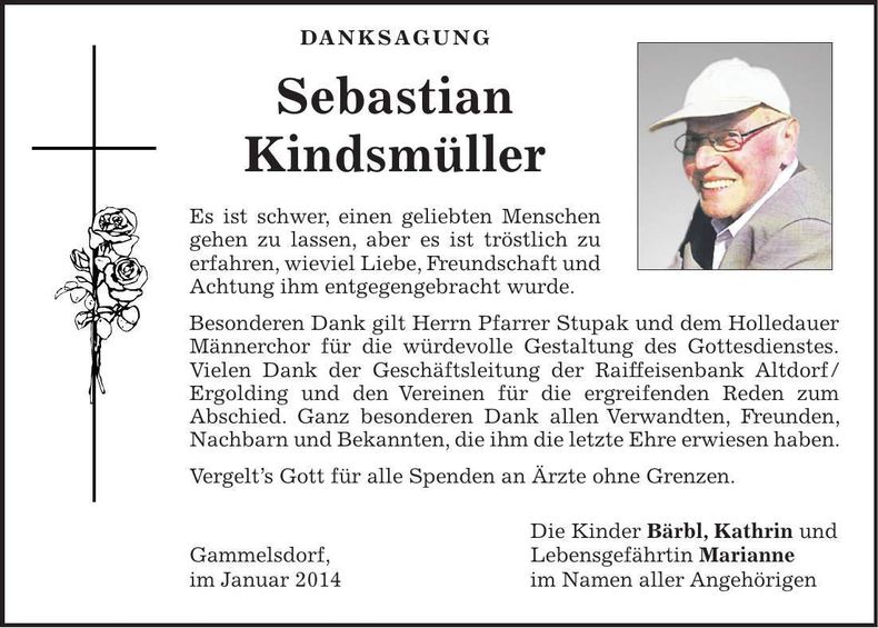 Traueranzeige Sebastian Kindsmüller