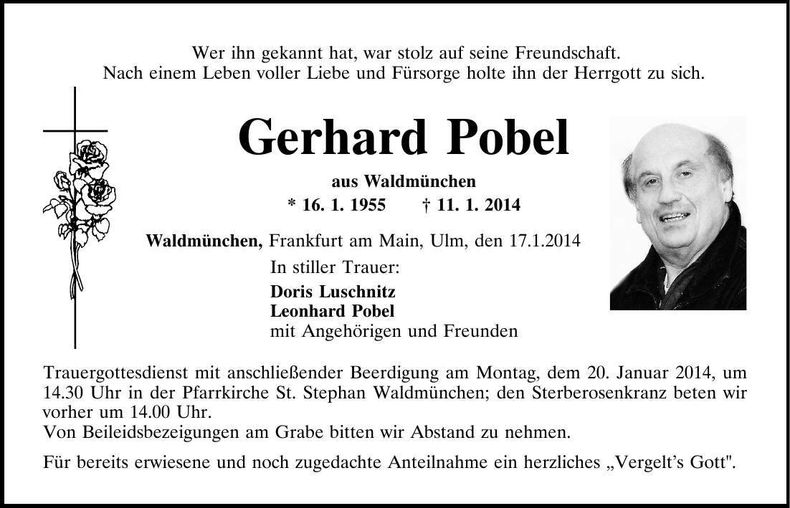 Traueranzeige Gerhard Pobel