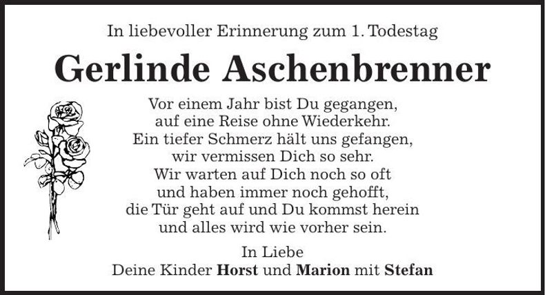 Traueranzeige Gerlinde Aschenbrenner