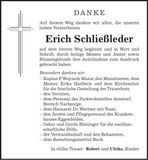 Traueranzeige Erich Schließleder