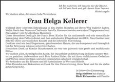 Traueranzeige Helga Kellerer