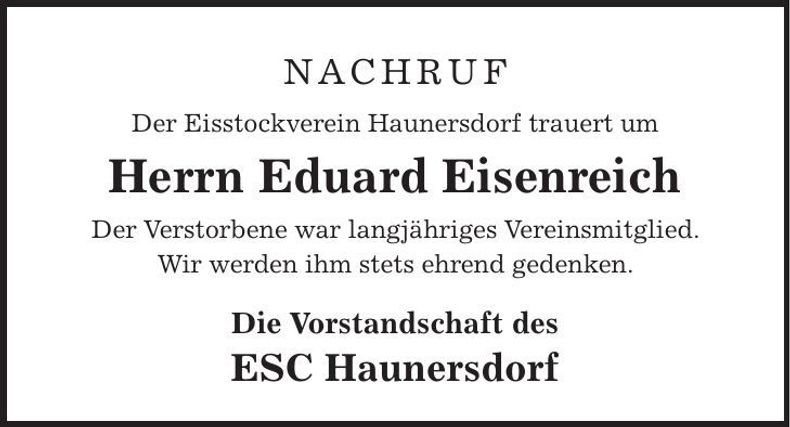 Traueranzeige Eduard Eisenreich