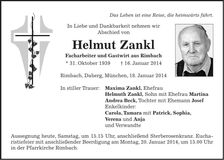 Traueranzeige Helmut Zankl