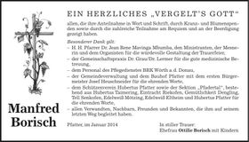 Traueranzeige Manfred Borisch