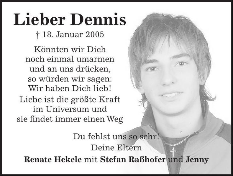 Traueranzeige Dennis Hekele