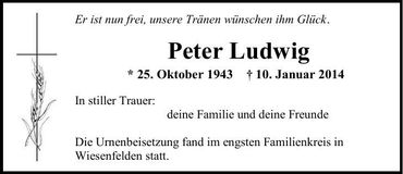 Traueranzeige Peter Ludwig