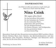 Traueranzeige Nina Czink