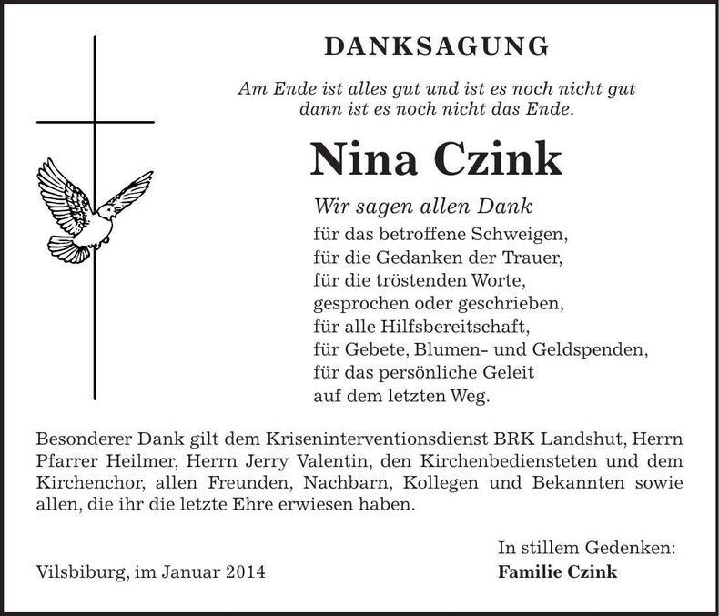 Traueranzeige Nina Czink