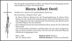 Traueranzeige Albert Oettl