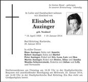 Traueranzeige Elisabeth Auzinger