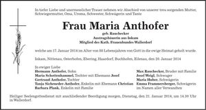 Traueranzeige Hermann Anthofer