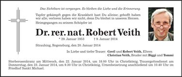 Traueranzeige Robert Veith
