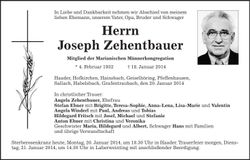 Traueranzeige Joseph Zehentbauer