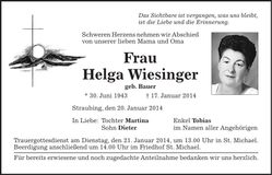 Traueranzeige Helga Wiesinger