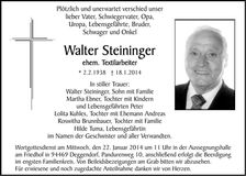 Traueranzeige Walter Steininger