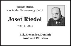 Traueranzeige Josef Riedel