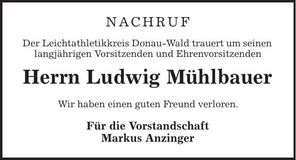 Traueranzeige Ludwig Mühlbauer