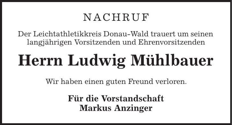 Traueranzeige Ludwig Mühlbauer
