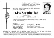 Traueranzeige Elsa Steinbeißer