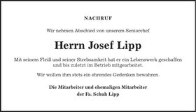 Traueranzeige Josef Lipp