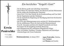 Traueranzeige Erwin Penirschke