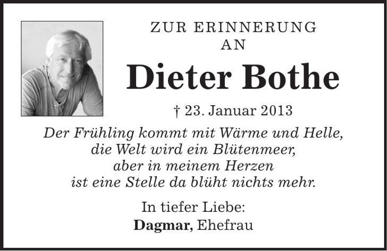 Traueranzeige Dieter Bothe