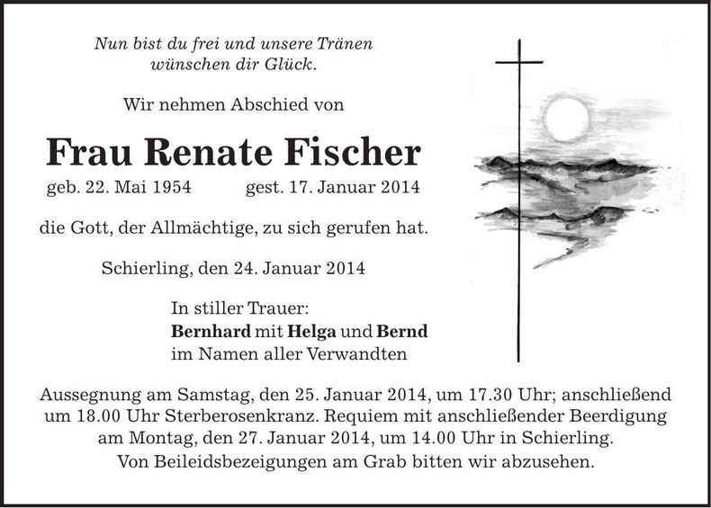 Traueranzeige Renate Fischer
