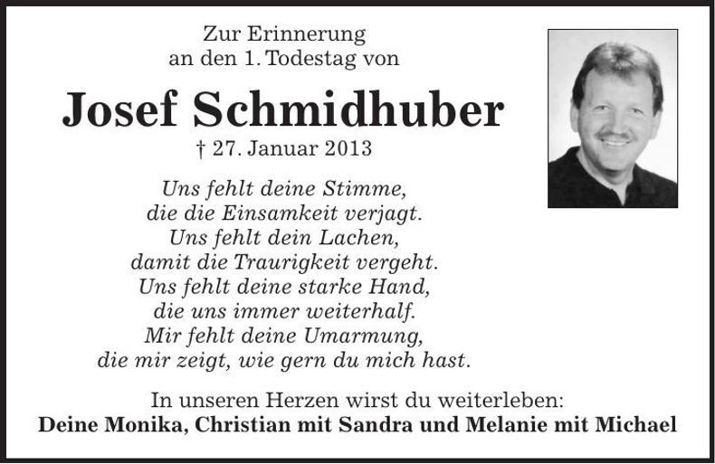 Traueranzeige Josef Schmidhuber