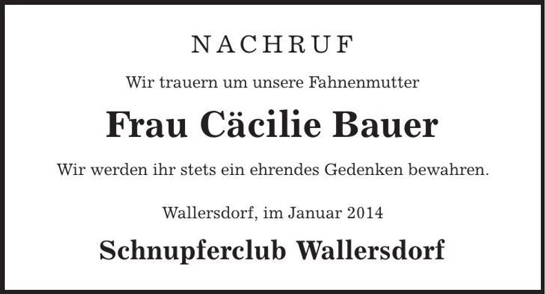 Traueranzeige Cäcilie Bauer