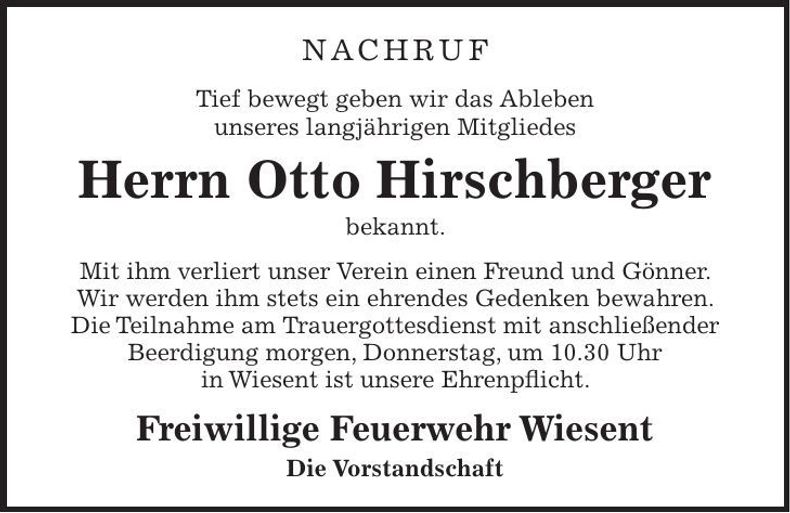 Traueranzeige Otto Hirschberger