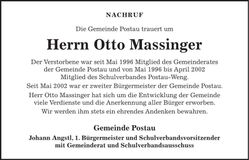 Traueranzeige Otto Massinger