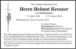 Traueranzeige Helmut Kreuzer