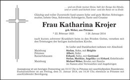Traueranzeige Katharina Krojer