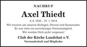 Traueranzeige Axel Thiedt