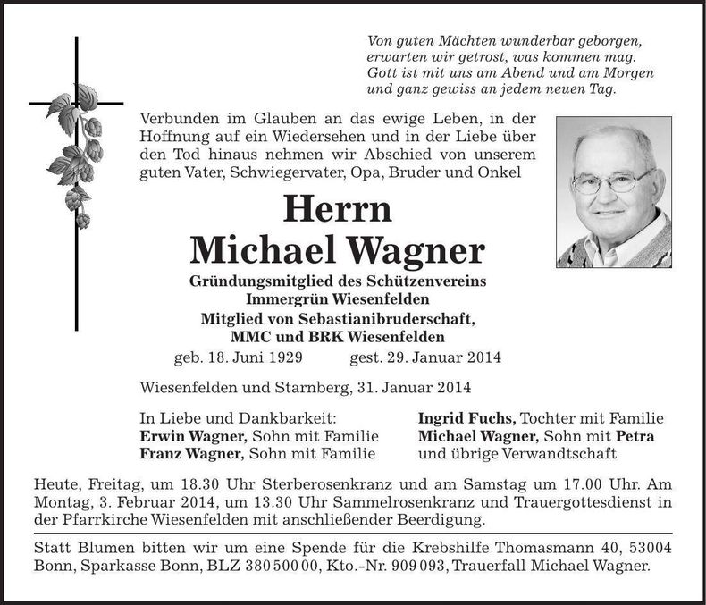 Traueranzeige Michael Wagner