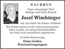Traueranzeige Josef Wimbürger