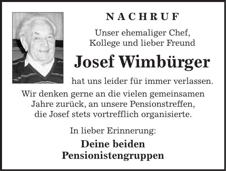 Traueranzeige Josef Wimbürger