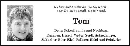 Traueranzeige Tom Weindl