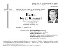 Traueranzeige Josef Kimmel
