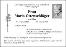 Traueranzeige Maria Ottenschläger
