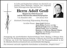 Traueranzeige Adolf Groß