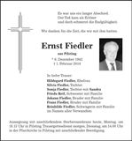 Traueranzeige Ernst Fiedler