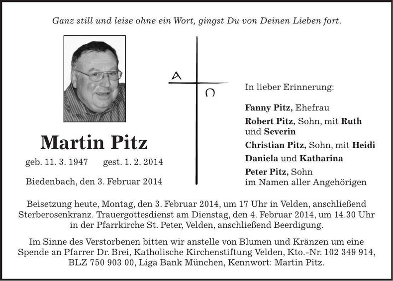 Traueranzeige Martin Pitz