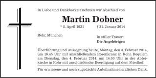 Traueranzeige Martin Dobner